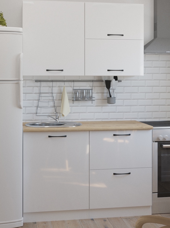 Кухонный гарнитур прямой «Жасмин лайт», 1200 мм, цвет белый/бежевый