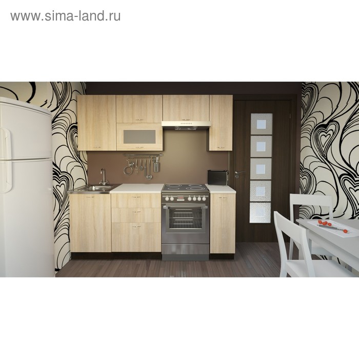 Кухонный гарнитур прямой «Симона ультра», 2000 мм, цвет дуб сонома/венге/берилл бежевый