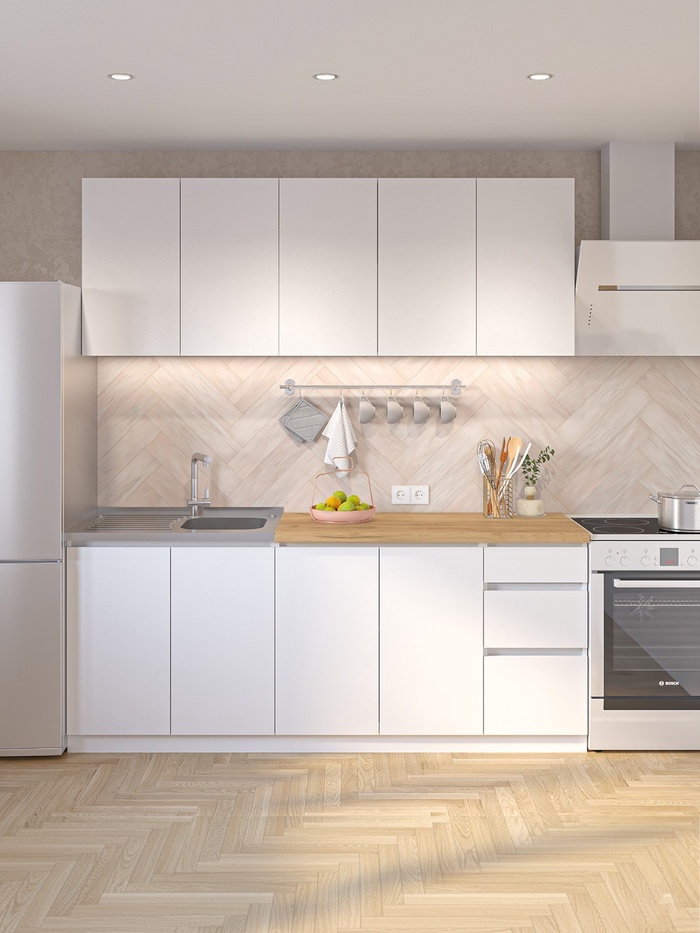 Кухонный гарнитур прямой «Зара», с столешницей, 2000×600 мм, цвет белый