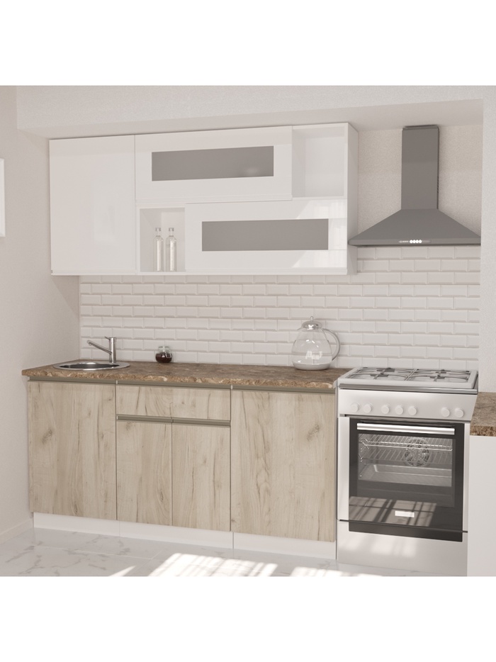 Кухонный гарнитур прямой «Антика стандарт», 1600 мм, цвет бежевый/белый