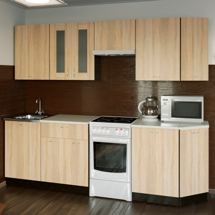 Кухонный гарнитур прямой «Симона базис», 2400 мм, цвет дуб сонома/венге/берилл бежевый