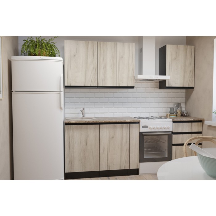 Кухонный гарнитур прямой «Равенна стандарт», 1600×600 мм, цвет венге/алмабра тёмная/дуб браун