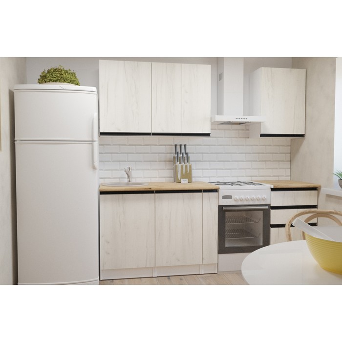 Кухонный гарнитур прямой «Амели стандарт», 1600×600 мм, цвет белый/дуб бунратти/дуб грей