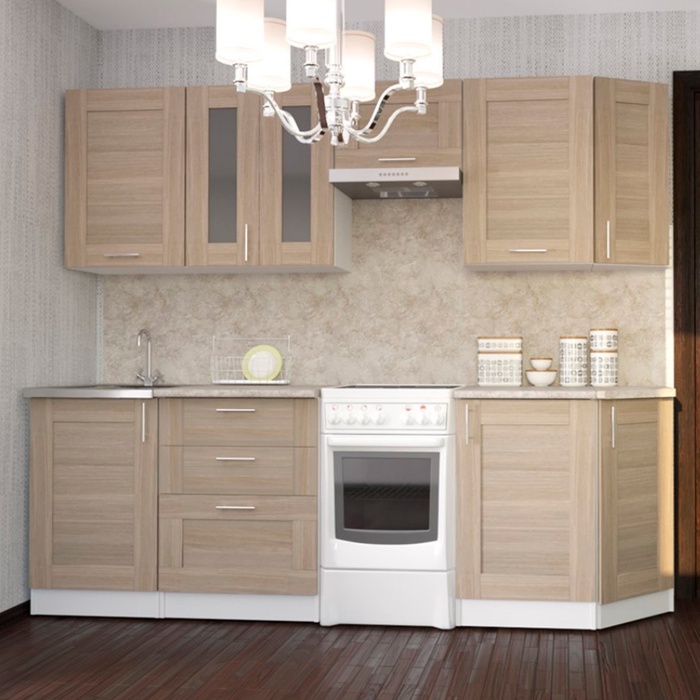 Кухонный гарнитур прямой «Лира базис», 2400 мм, цвет ясень шимо светлый