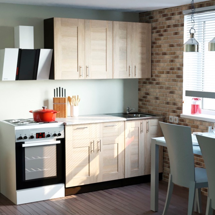 Кухонный гарнитур прямой «Ника медиум», 1400 мм, цвет дуб сонома