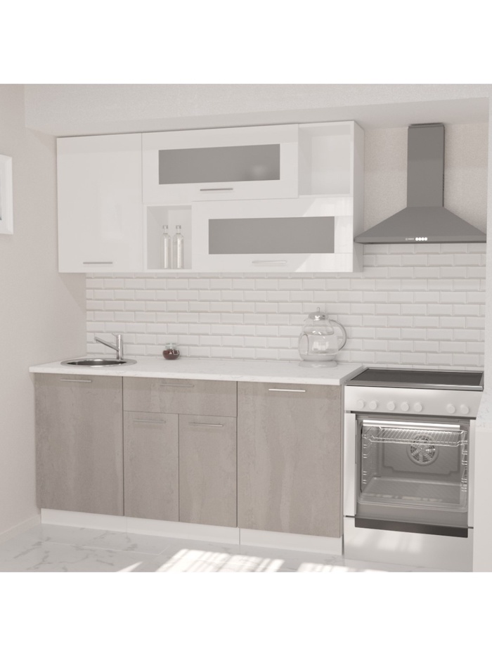 Кухонный гарнитур прямой «Терция стандарт», 1600 мм, цвет белый/серый