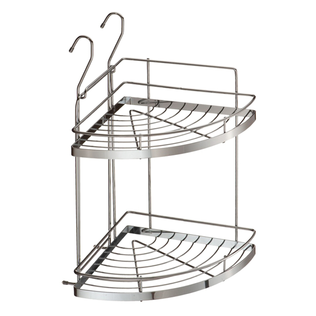 полка угловая для рейлинга 2-х ярусная 240х240х445мм хром