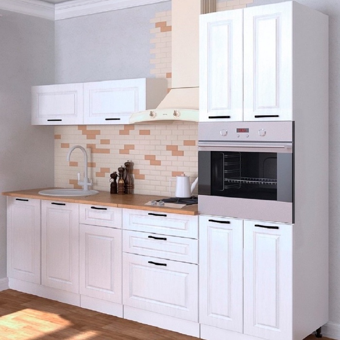 Кухонный гарнитур прямой «Вегас 3», с столешницей, 2400 мм, цвет белый