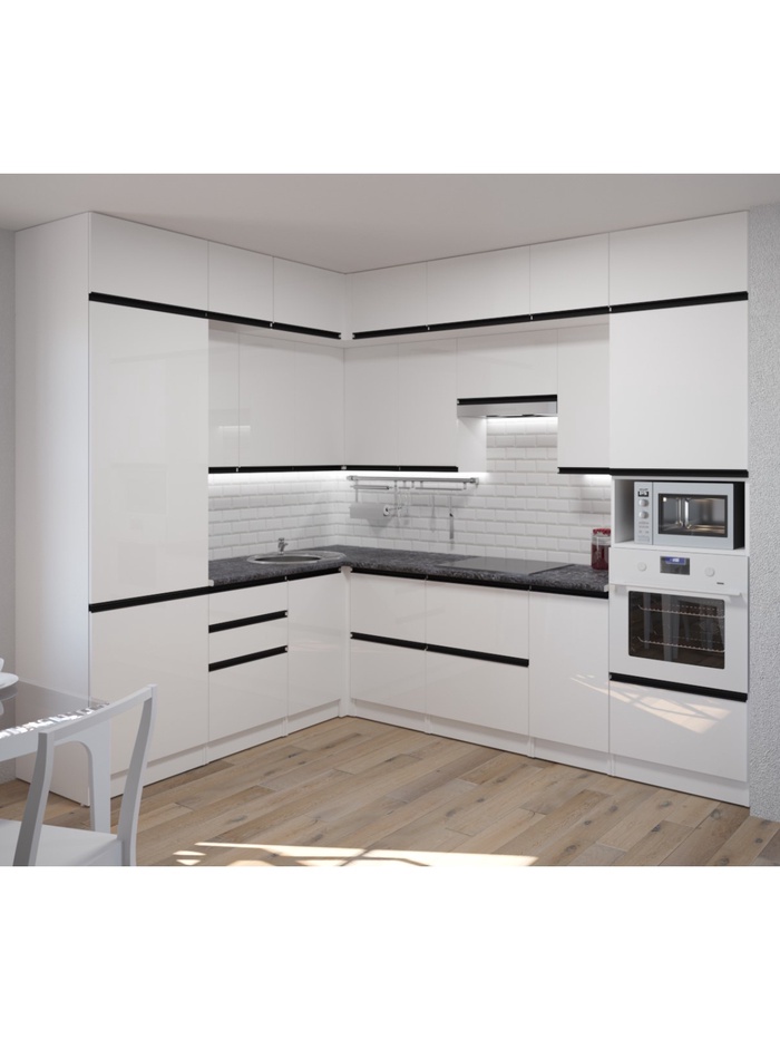 Кухонный гарнитур угловой «Лотос гранд прайм», 2100×2700 мм, цвет белый